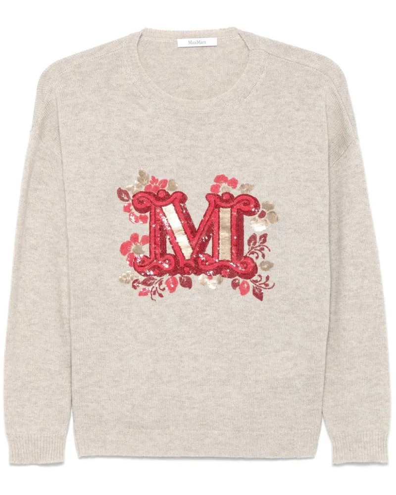 Max Mara Pullover mit Pailletten - Nude Nude