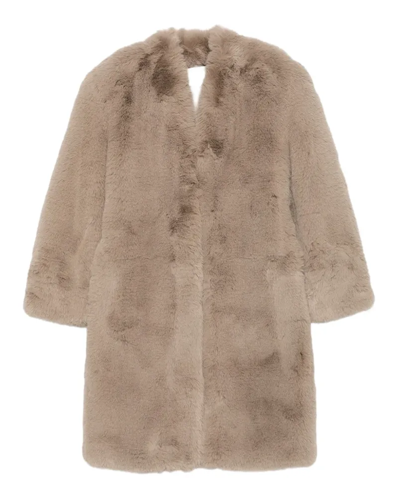 FRANKIE Shop Destiny belted faux-fur coat - Nude Nude
