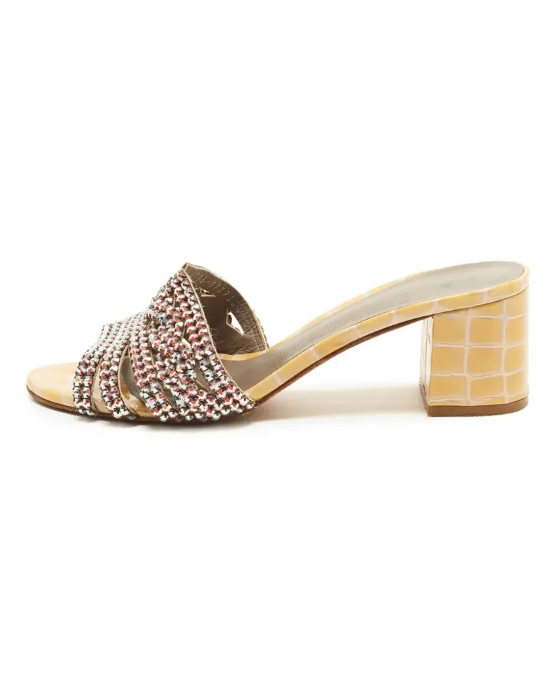 Gina Loren Sandalen aus Leder mit Kroko-Prägung - Gelb Gelb