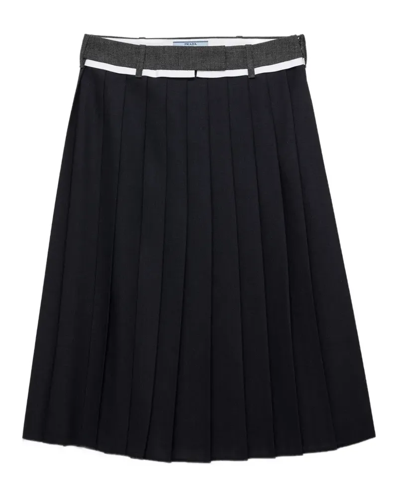 Prada pleated rush stitch midi skirt - Blau Blau