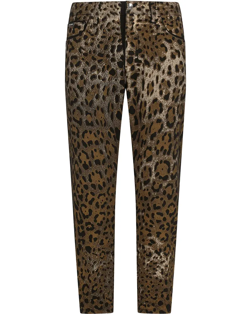 Dolce & Gabbana Cropped-Hose mit Leoparden-Print - Braun Braun