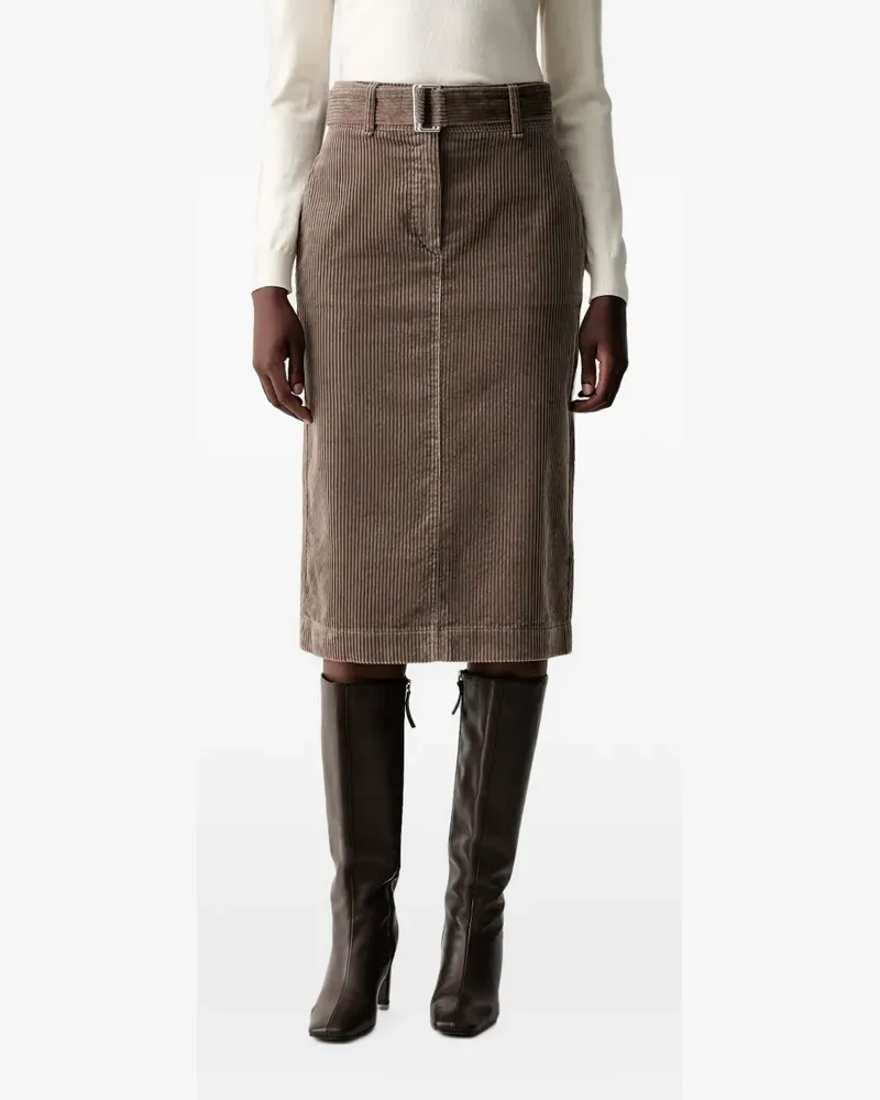 Marc O'Polo belted corduroy midi skirt - Braun Braun