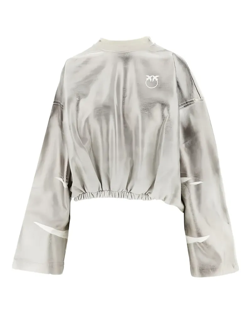 Pinko Sweatshirt im Metallic-Look mit elastischem Saum - Silber Silber