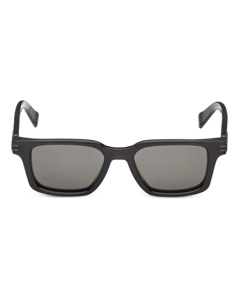 Ermenegildo Zegna Sonnenbrille mit eckigem Gestell - Schwarz Schwarz