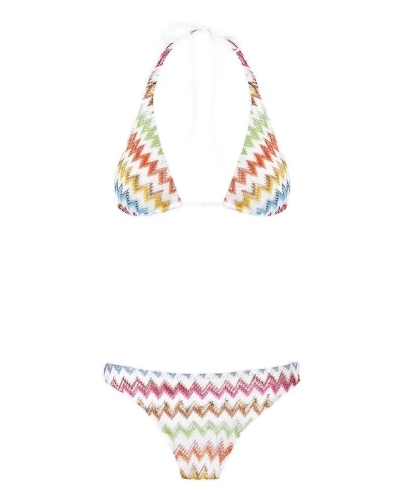 Missoni Bikini aus Lamé-Viskose mit Mikro-Zickzackmuster - Weiß Weiß