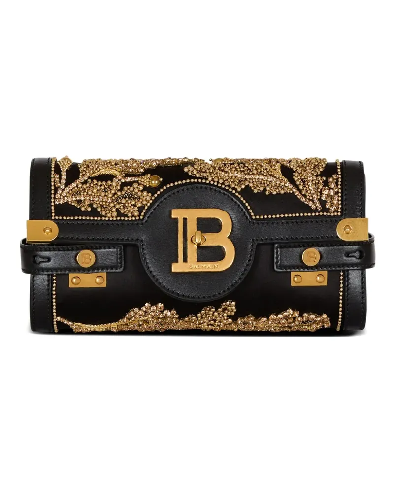 Balmain B-Buzz Clutch mit Barockstickerei - Schwarz Schwarz