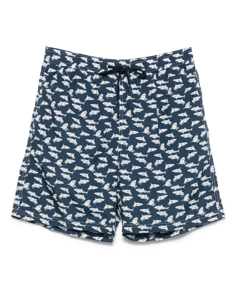 Paul & Shark Badeshorts mit Hai-Print - Blau Blau