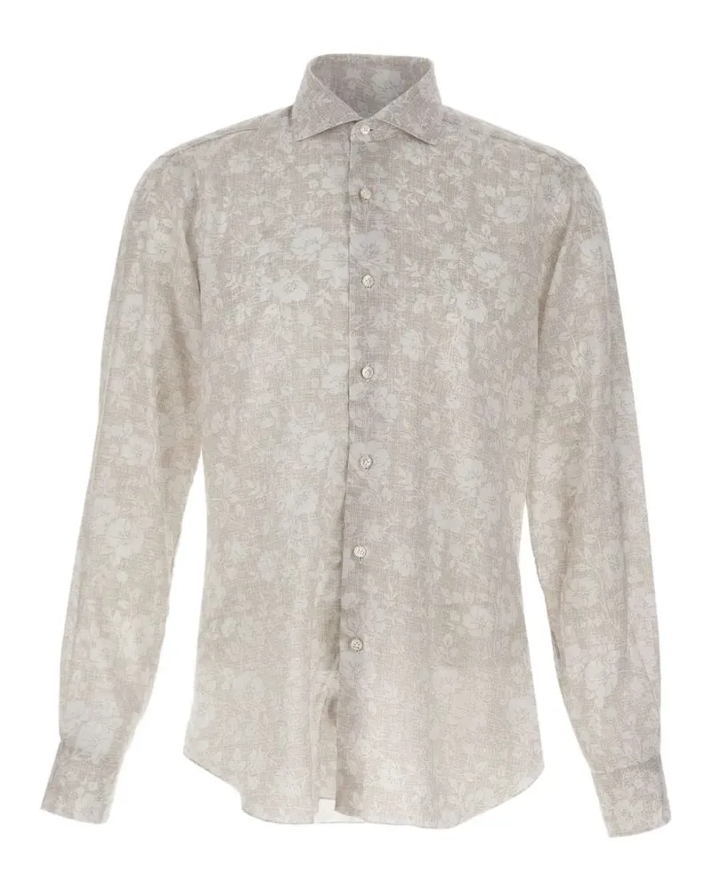 BARBA Hemd mit Blumenprint - Nude Nude