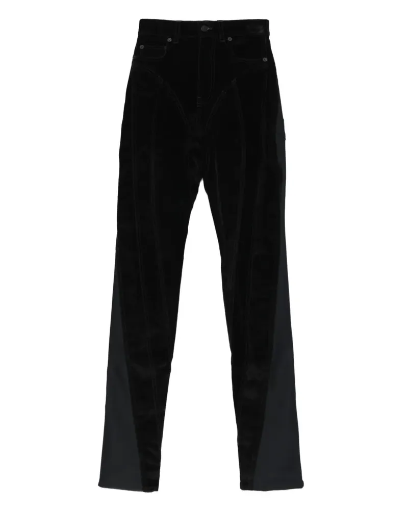 Thierry Mugler Hose mit Samteinsätzen - Schwarz Schwarz