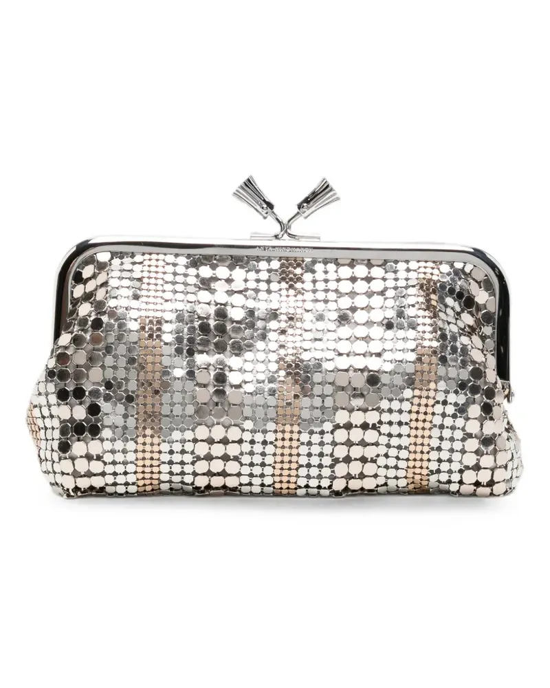 Anya Hindmarch Maud sequin-embellished frame clutch bag - Silber Silber