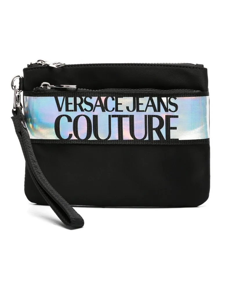 Versace Jeans Clutch mit Logo-Print - Schwarz Schwarz
