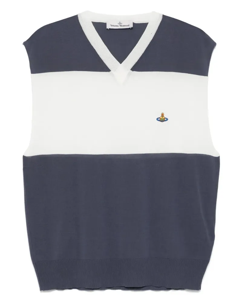 Vivienne Westwood Gestreifter Pullunder mit V-Ausschnitt - Blau Blau