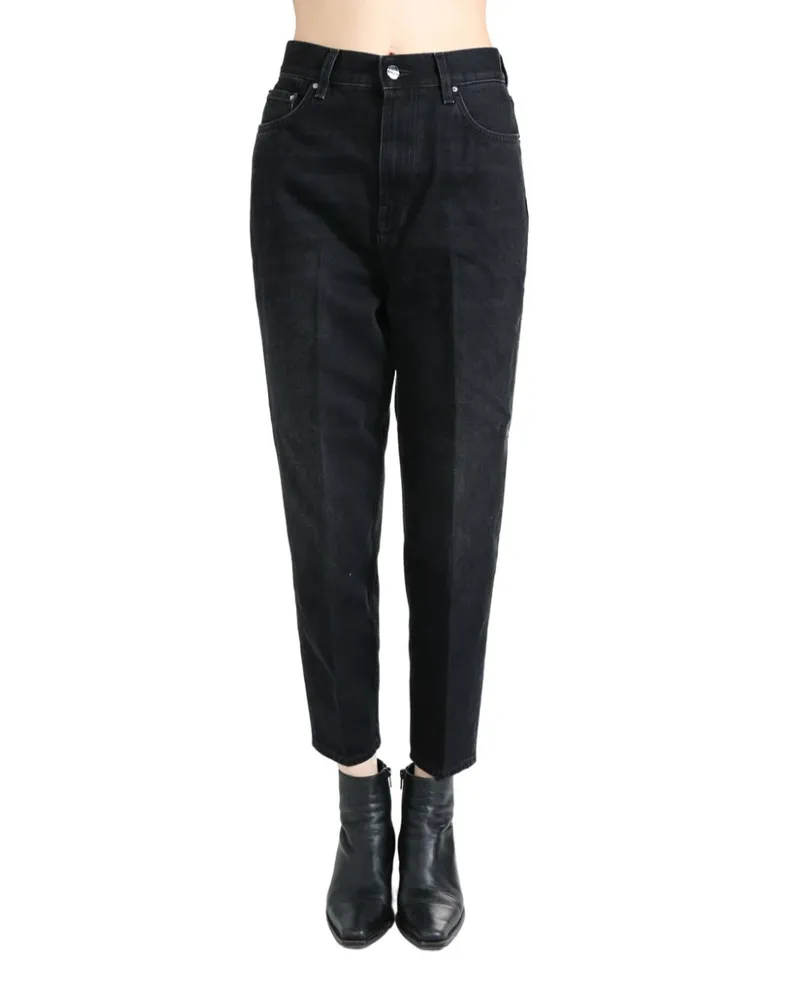 Totême logo-patch cropped jeans - Schwarz Schwarz