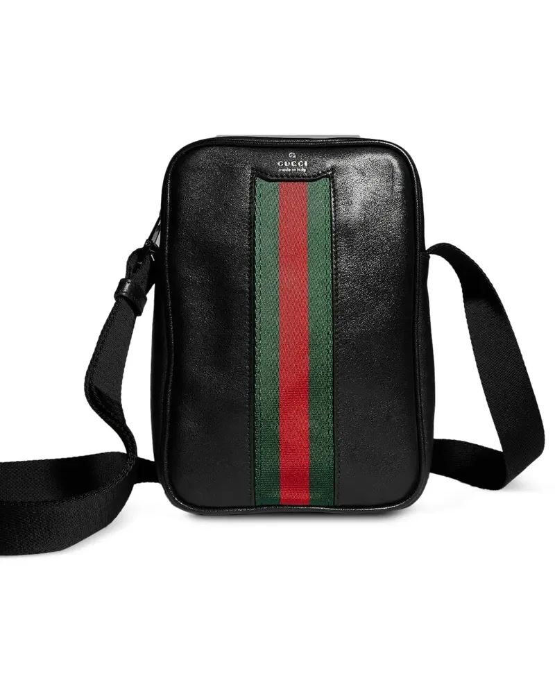 Gucci Mini Kuriertasche mit Web-Detail - Schwarz Schwarz