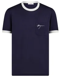 Ferragamo T-Shirt mit Logo-Stickerei Blau