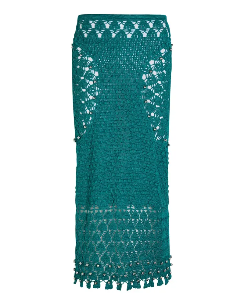Paco Rabanne bead-embellished crochet maxi skirt - Grün Grün