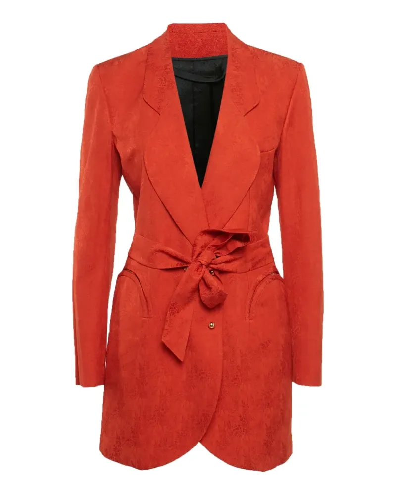 Blazé Milano belted jacquard blazer - Orange Orange