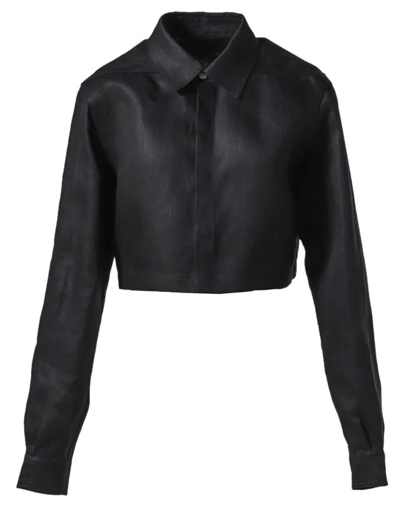 Rick Owens Cropped-Jacke mit Rundhalsausschnitt - Schwarz Schwarz