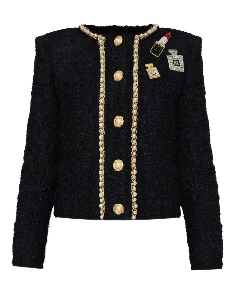 Balmain Tweed-Jacke mit Patch-Detail - Schwarz Schwarz