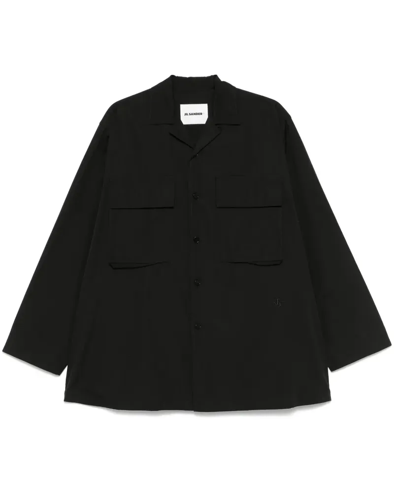 Jil Sander Hemd mit Logo-Stickerei - Schwarz Schwarz