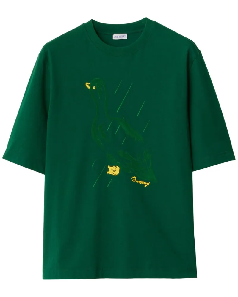 Burberry T-Shirt mit Entenstickerei - Grün Grün