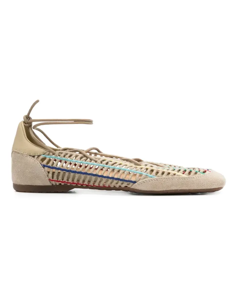 Patrizia Pepe Dancing Skin raffia ballet flats - Nude Nude
