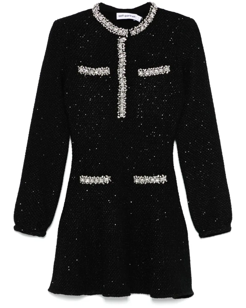 Self-Portrait Minikleid mit Pailletten - Schwarz Schwarz