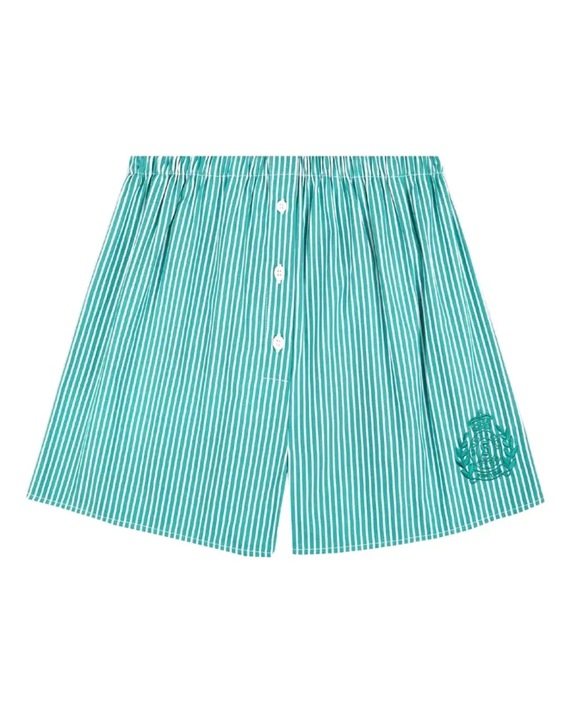 SPORTY & RICH Gestreifte NY Crest Shorts - Grün Grün