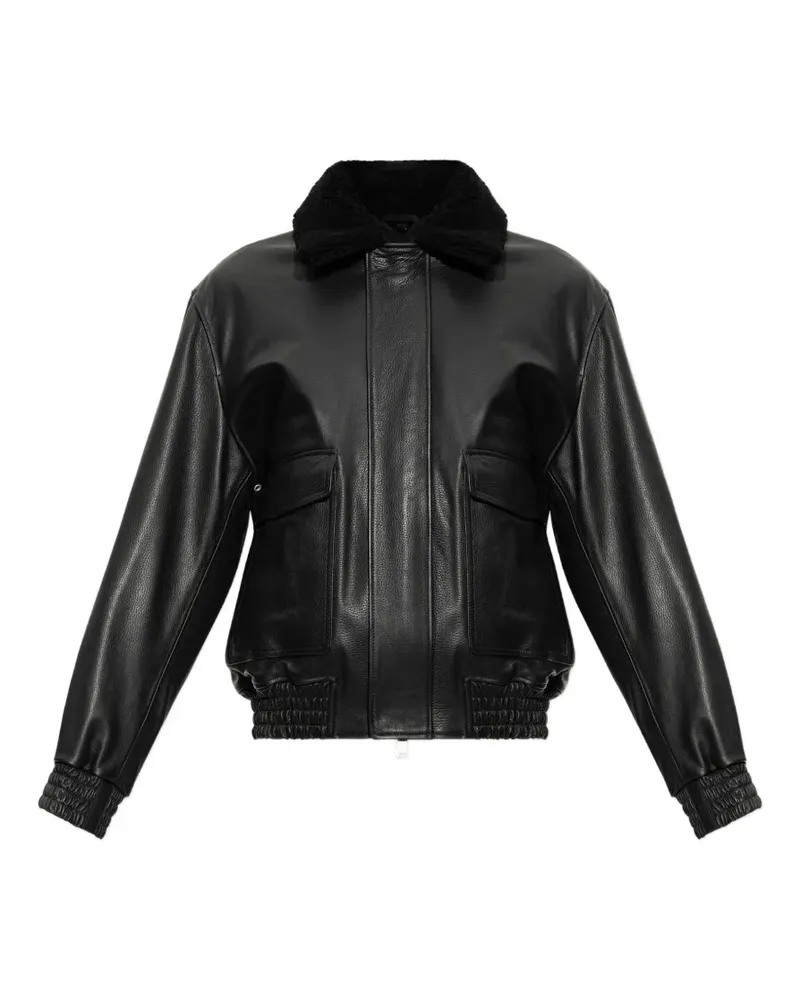 Arma Bari faux-fur-collar leather jacket - Schwarz Schwarz