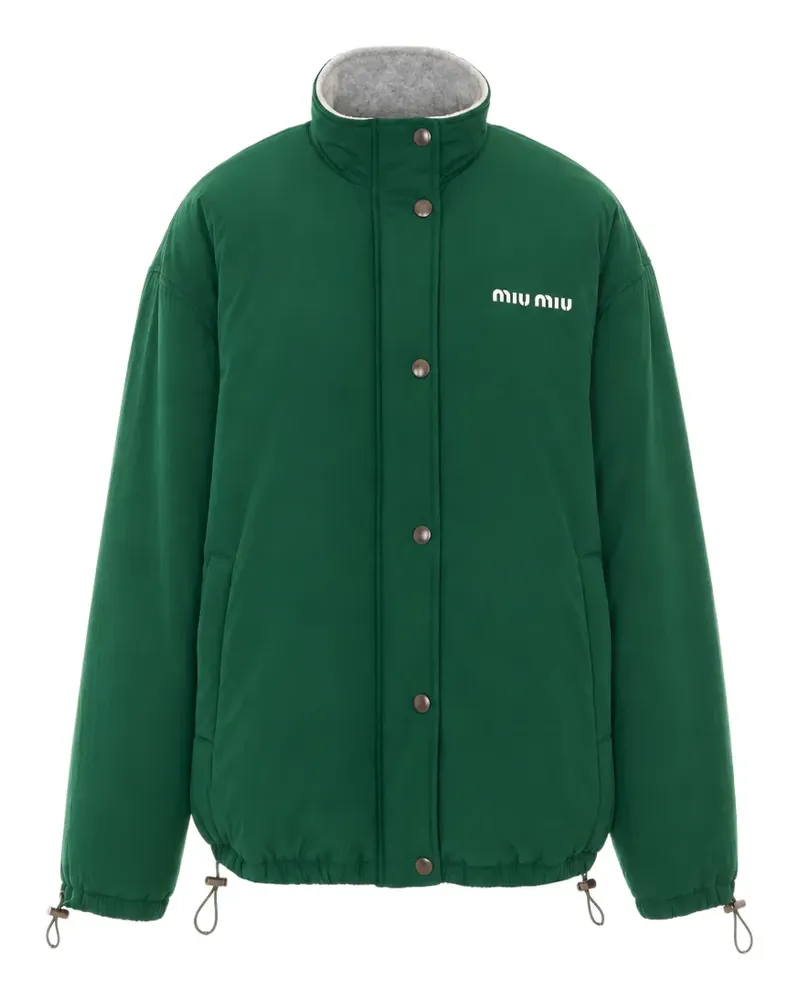 Miu Miu pongé and fleece jacket - Grün Grün