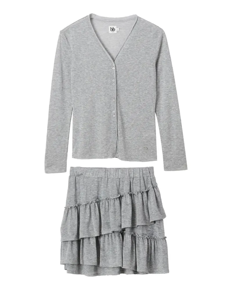 b+ab ruffled-tiered skirt set - Grau Grau