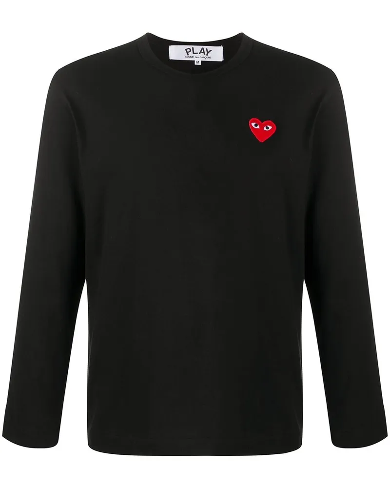 Comme des Garçons Langarmshirt mit Herz-Patch Schwarz