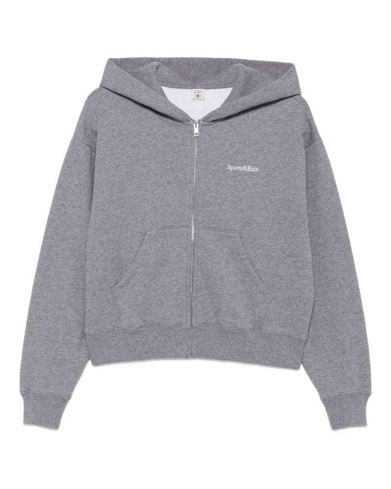 SPORTY & RICH logo-embroidered zip-up hoodie - Grau Grau