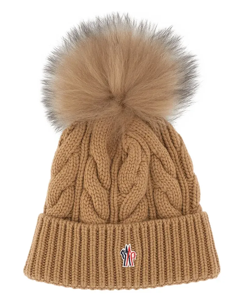 Moncler cable-knit beanie - Braun Braun