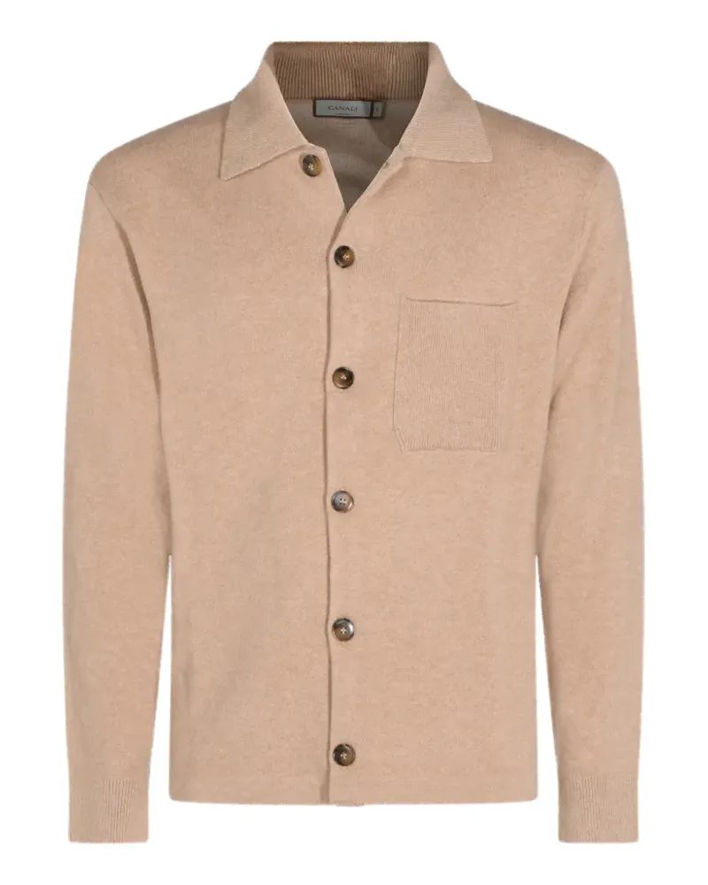 Canali Cardigan mit Spreizkragen - Nude Nude