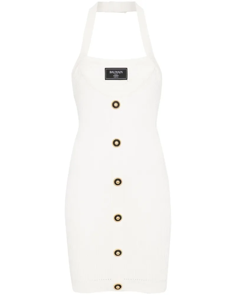 Balmain Geripptes Minikleid - Weiß Weiß