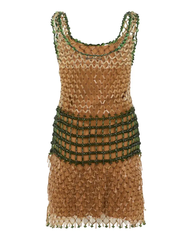Alberta Ferretti bead-embellished fringed mini dress - Braun Braun