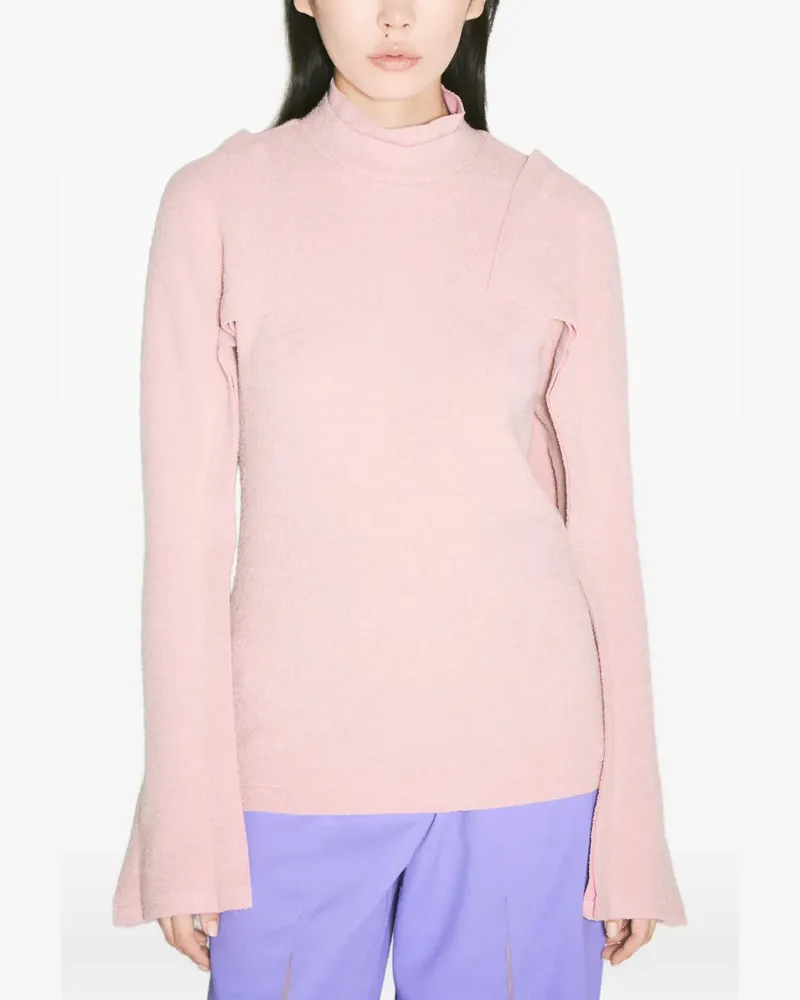KIKO KOSTADINOV fluted-sleeve mock-neck top - Rosa Rosa