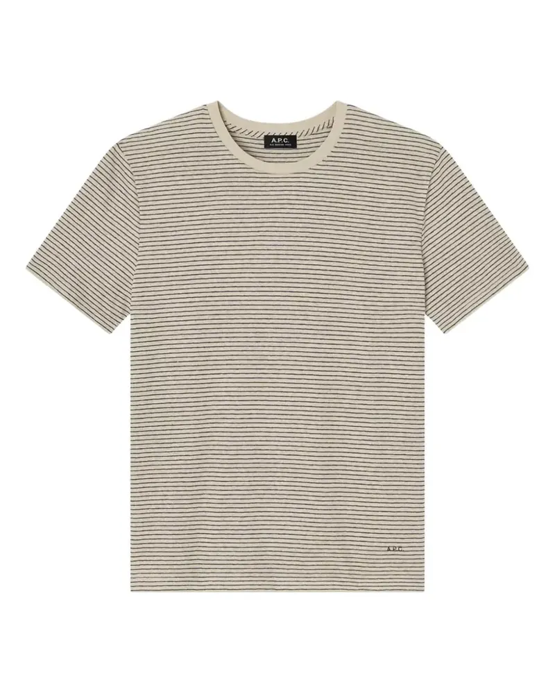 A.P.C. T-Shirt mit Querstreifen - Nude Nude