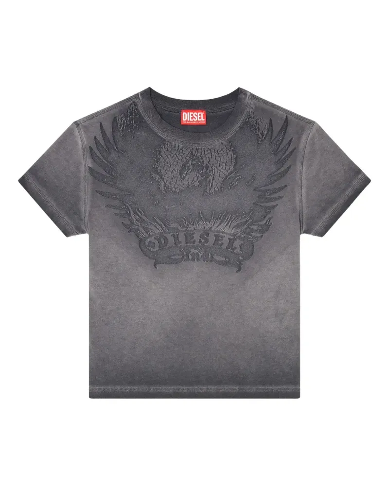 Diesel dévoré-phoenix cover-stitched cotton T-shirt - Grau Grau