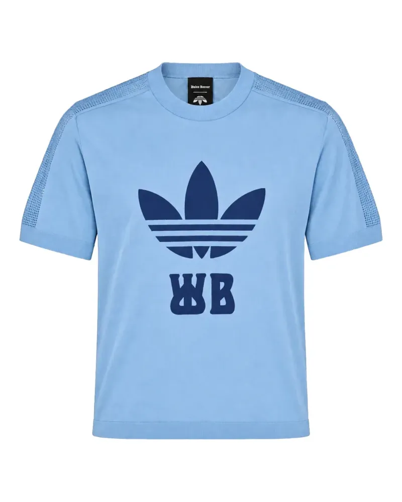 Wales Bonner x Adidas logo-print mesh-panel T-shirt - Blau Blau