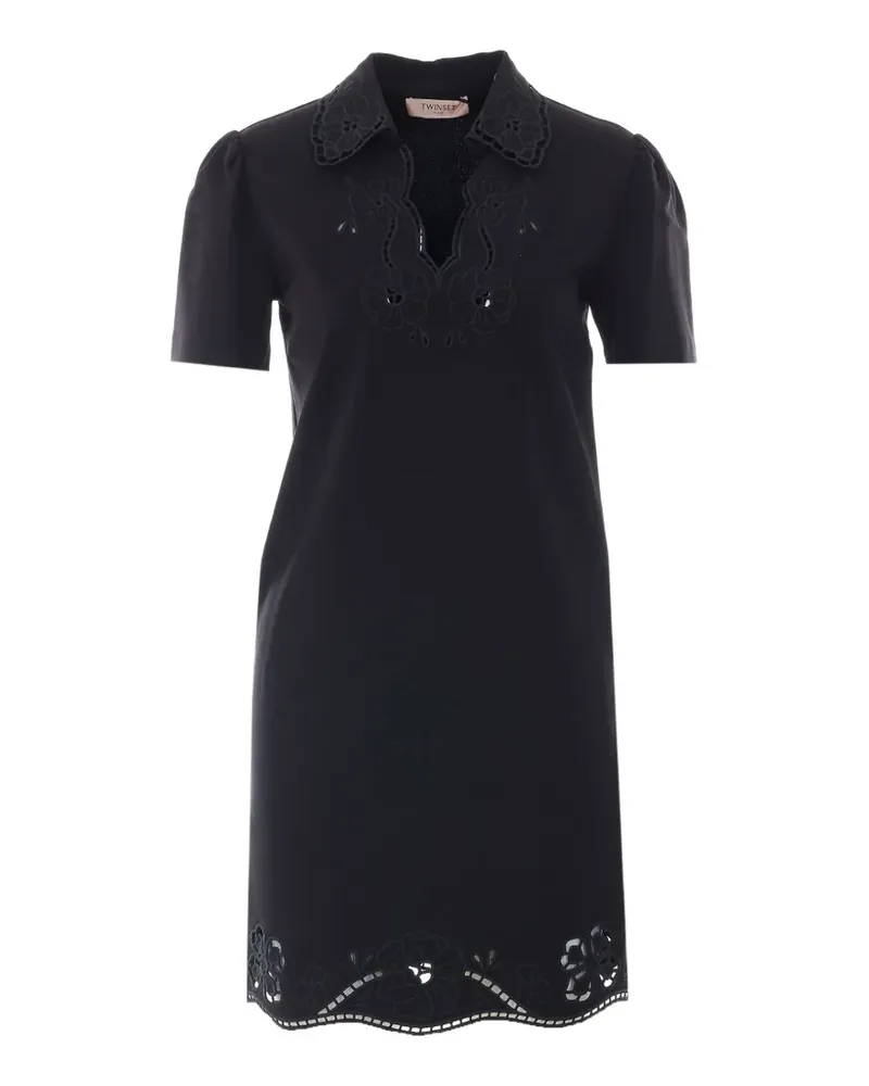 Twin-Set Midikleid mit Stickerei - Schwarz Schwarz