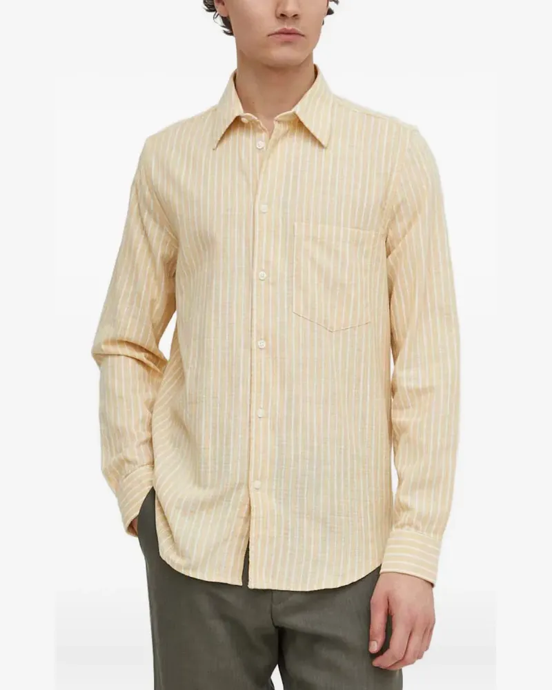 Samsøe & Samsøe Gestreiftes Hemd mit Brusttasche - Gelb Gelb