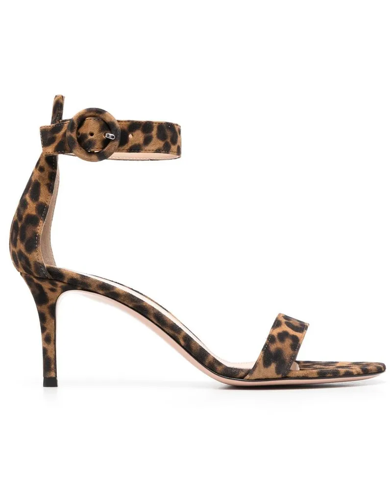 Gianvito Rossi Sandalen mit Leoparden-Print 70mm - Braun Braun