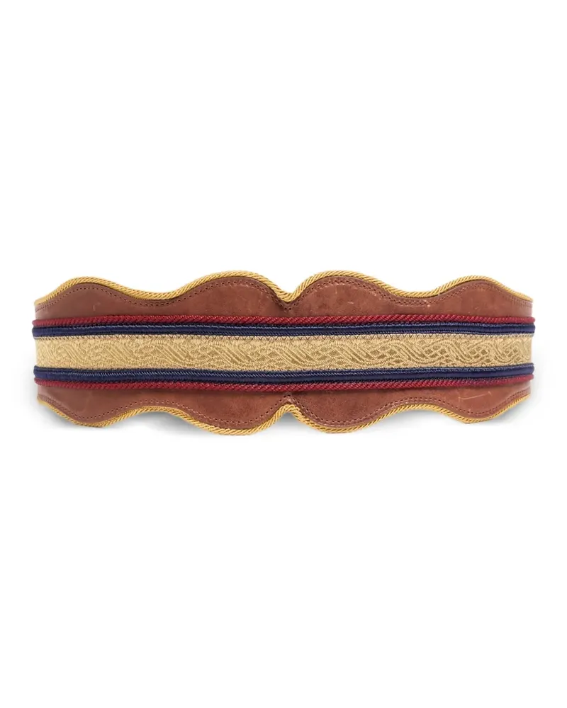 Ann Demeulemeester Regimental Gürtel mit Wellensaum - Braun Braun
