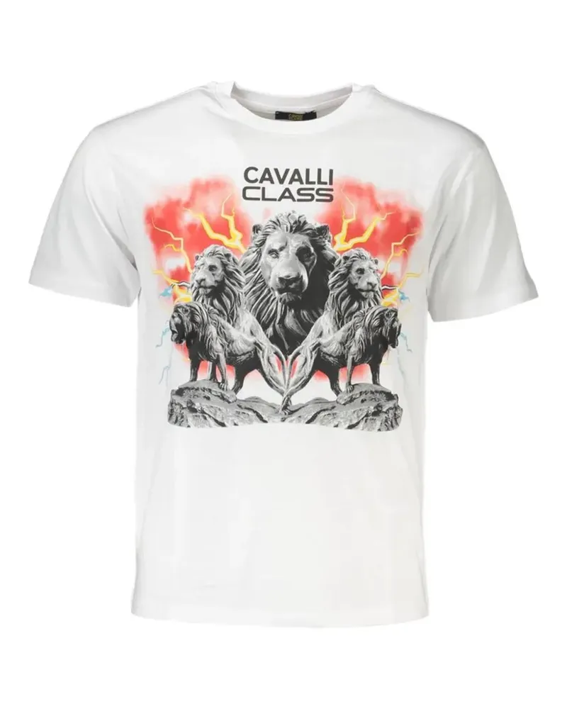 Roberto Cavalli print-detail round-neck T-shirt - Weiß Weiß
