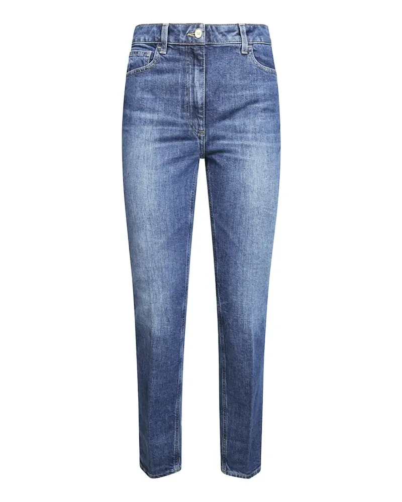 Elisabetta Franchi Straight-Leg-Jeans mit Logo-Patch - Blau Blau