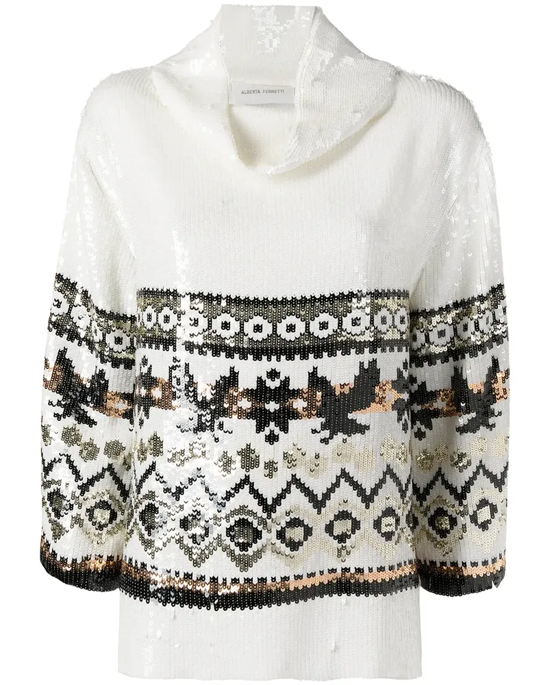 Alberta Ferretti Gemusterter Pullover - Weiß Weiß