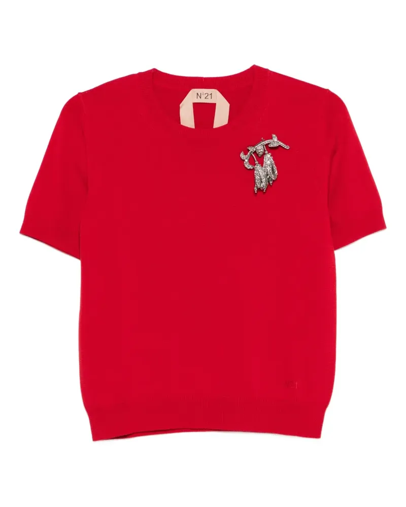 N° 21 brooch-detail T-shirt - Rot Rot