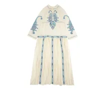 Besticktes Kleid mit Quasten - Nude